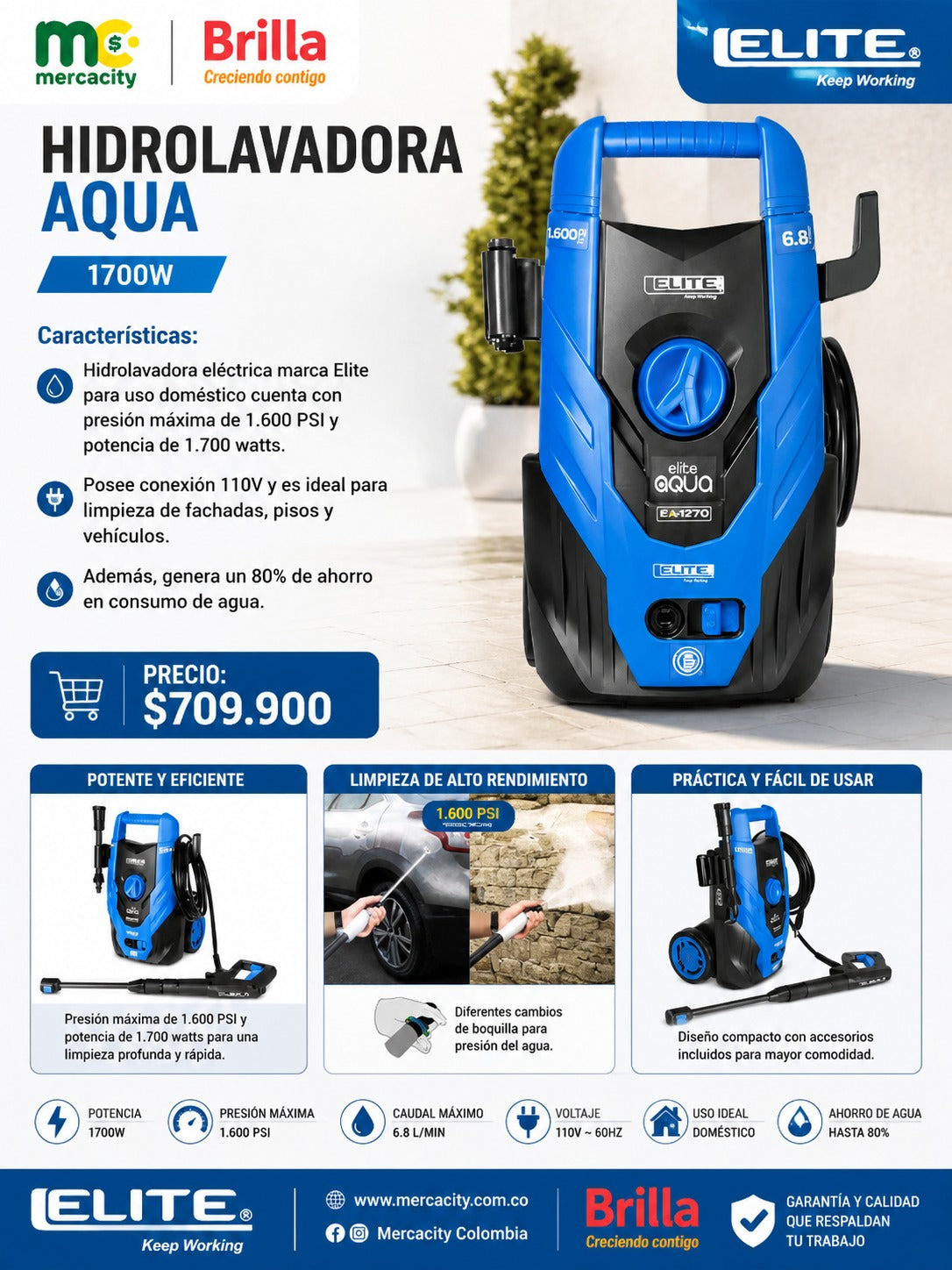 HIDROLAVADORA AQUA 1700W
