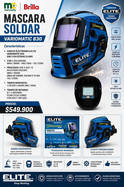 MASCARA DE SOLDAR VARIOMATIC 830 ELITE