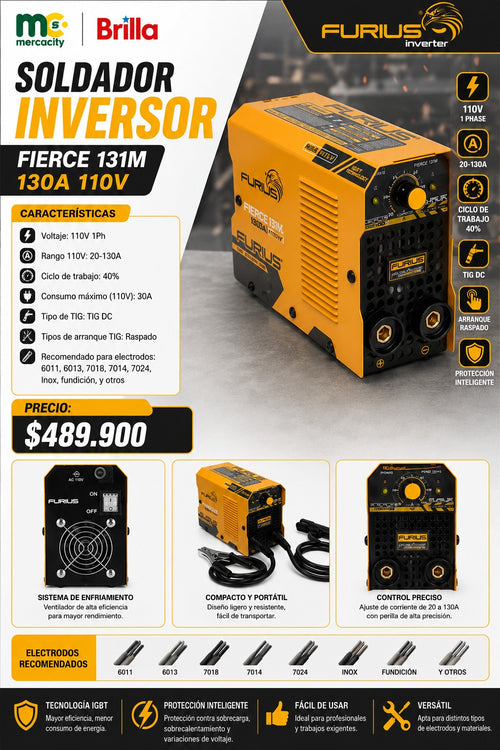 SOLDADOR INVERSOR FIERCE 131M 130A 110V