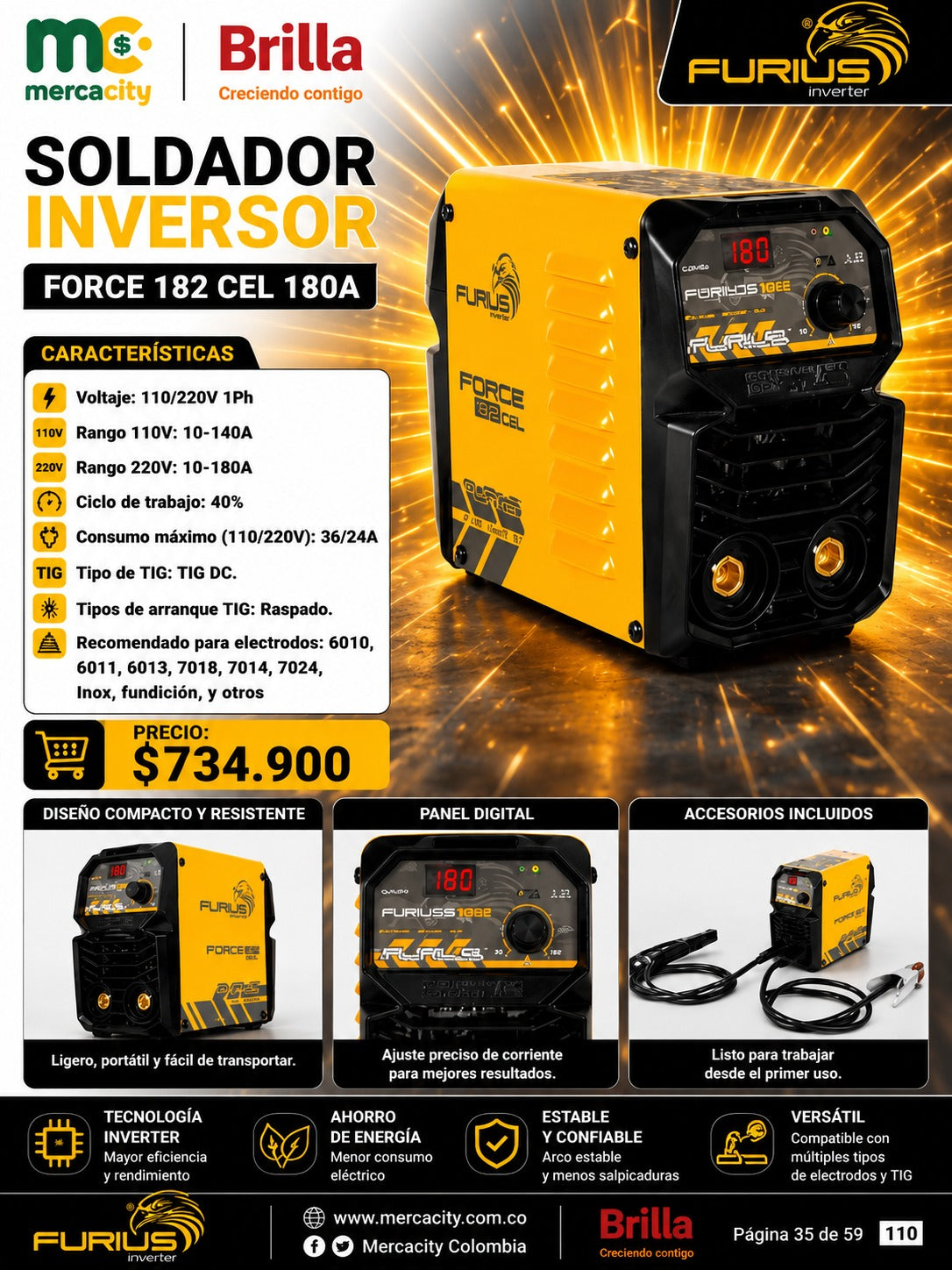 SOLDADOR INVERSOR FORCE 182 CEL 180A