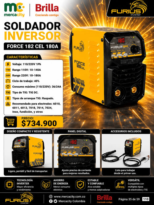 SOLDADOR INVERSOR FORCE 182 CEL 180A