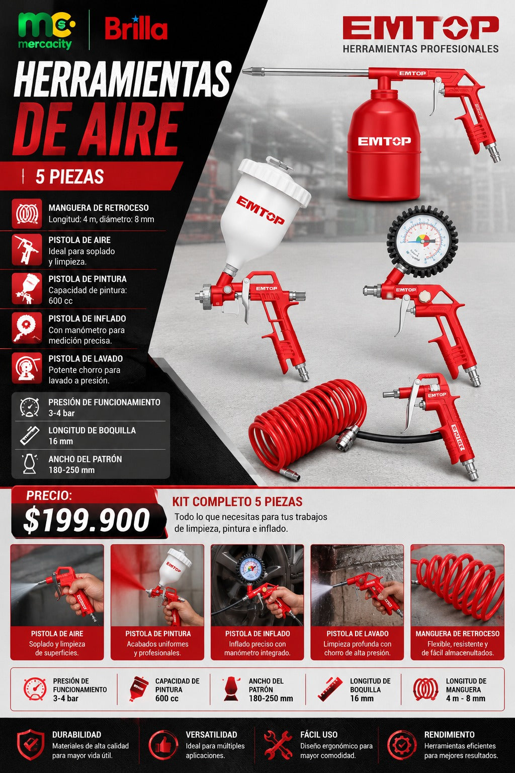 HERRAMIENTAS DE AIRE 5 PIEZAS EMPTO