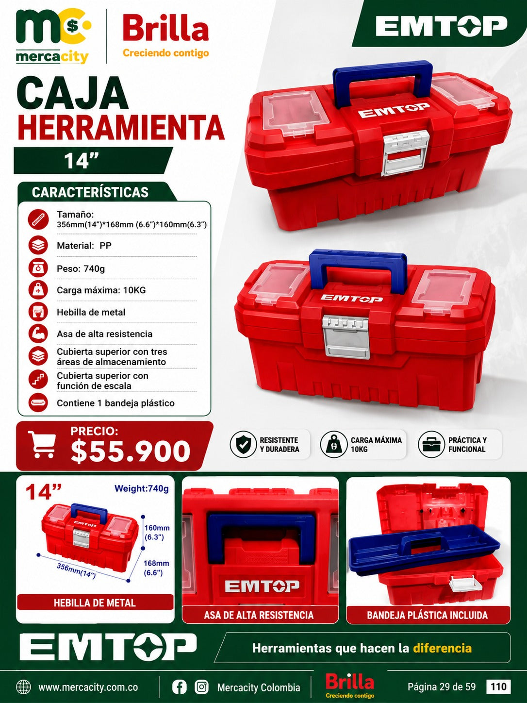 CAJA HERRAMIENTA 14" EMTOP