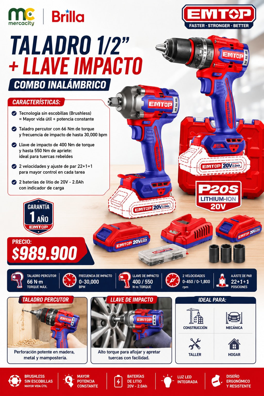 TALADRO 1/2+LLAVE IMPACTO COMBO INALAMBRICO