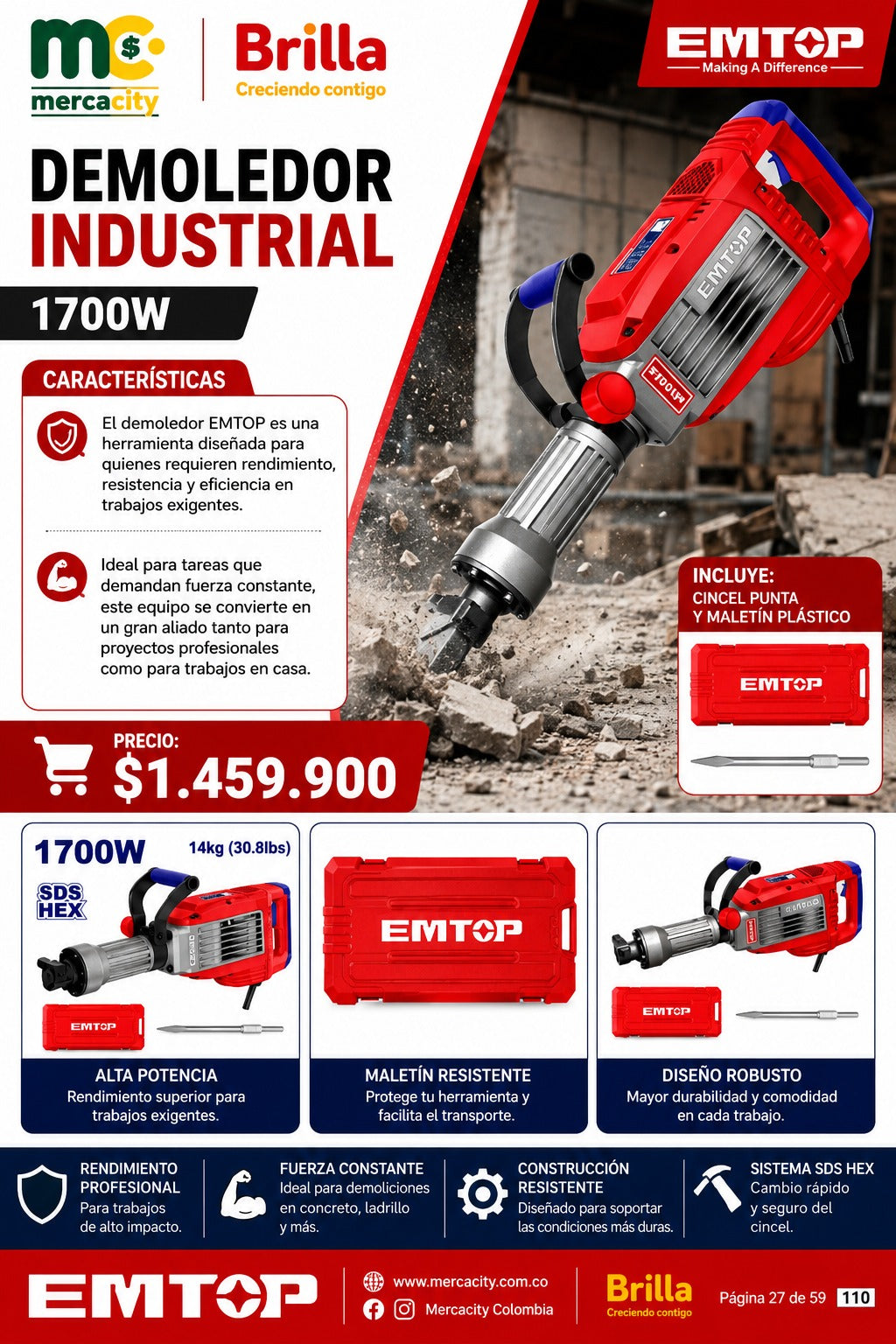 DEMOLEDOR INDUSTRIAL 1700W