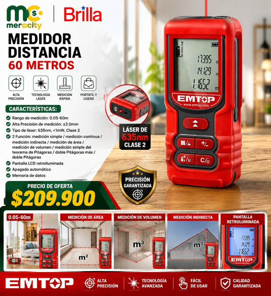 MEDIDOR DISTANCIAS 60 METROS DE CAPACIDAD EMTOP