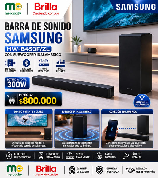 BARRA DE SONIDO SAMSUNG HW-B450F/ZL 300W