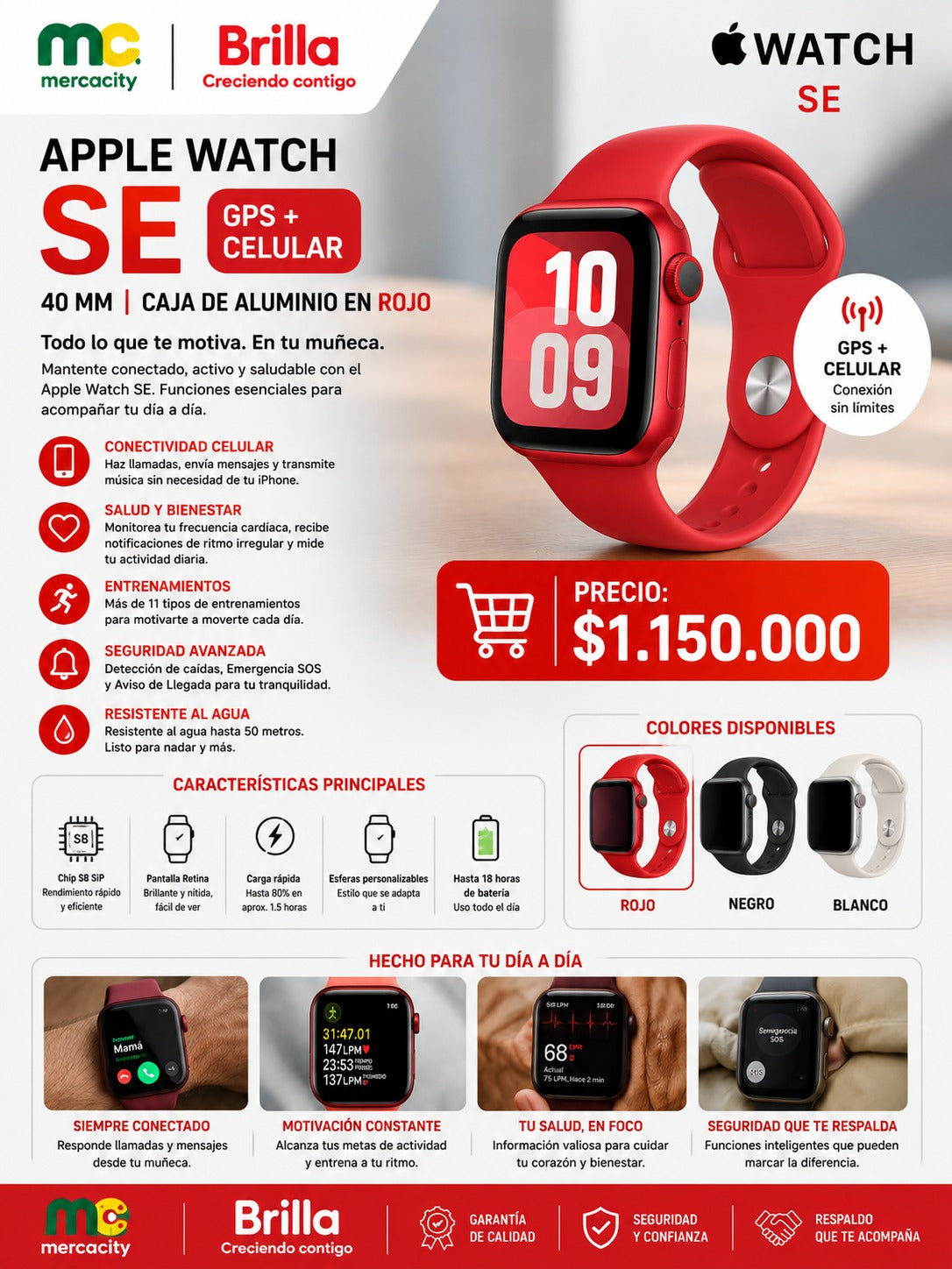 APPLE WATCH SE GPS+CELULAR 40MM COLOR ROJO