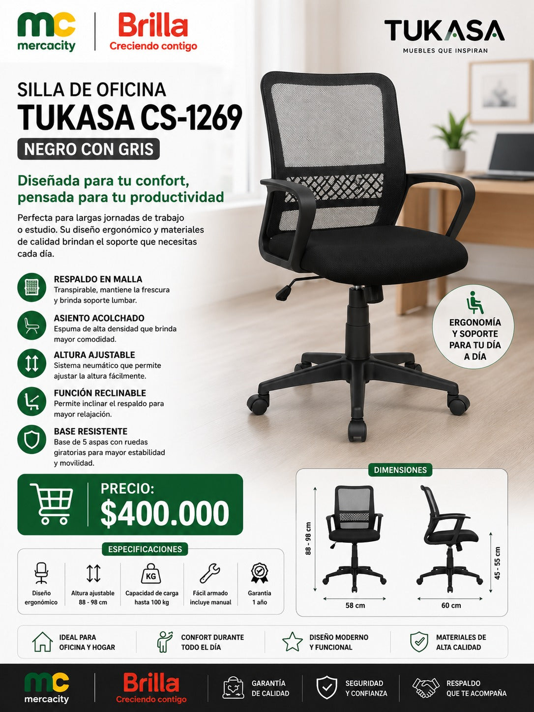 SILLA DE OFICINA TUKASA CS-1269