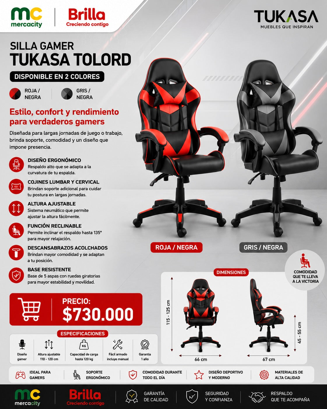 SILLA GAMER TUKASA TOLORD