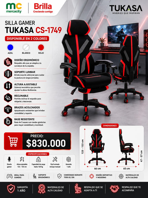 SILLA GAMER TUKASA CS-1749