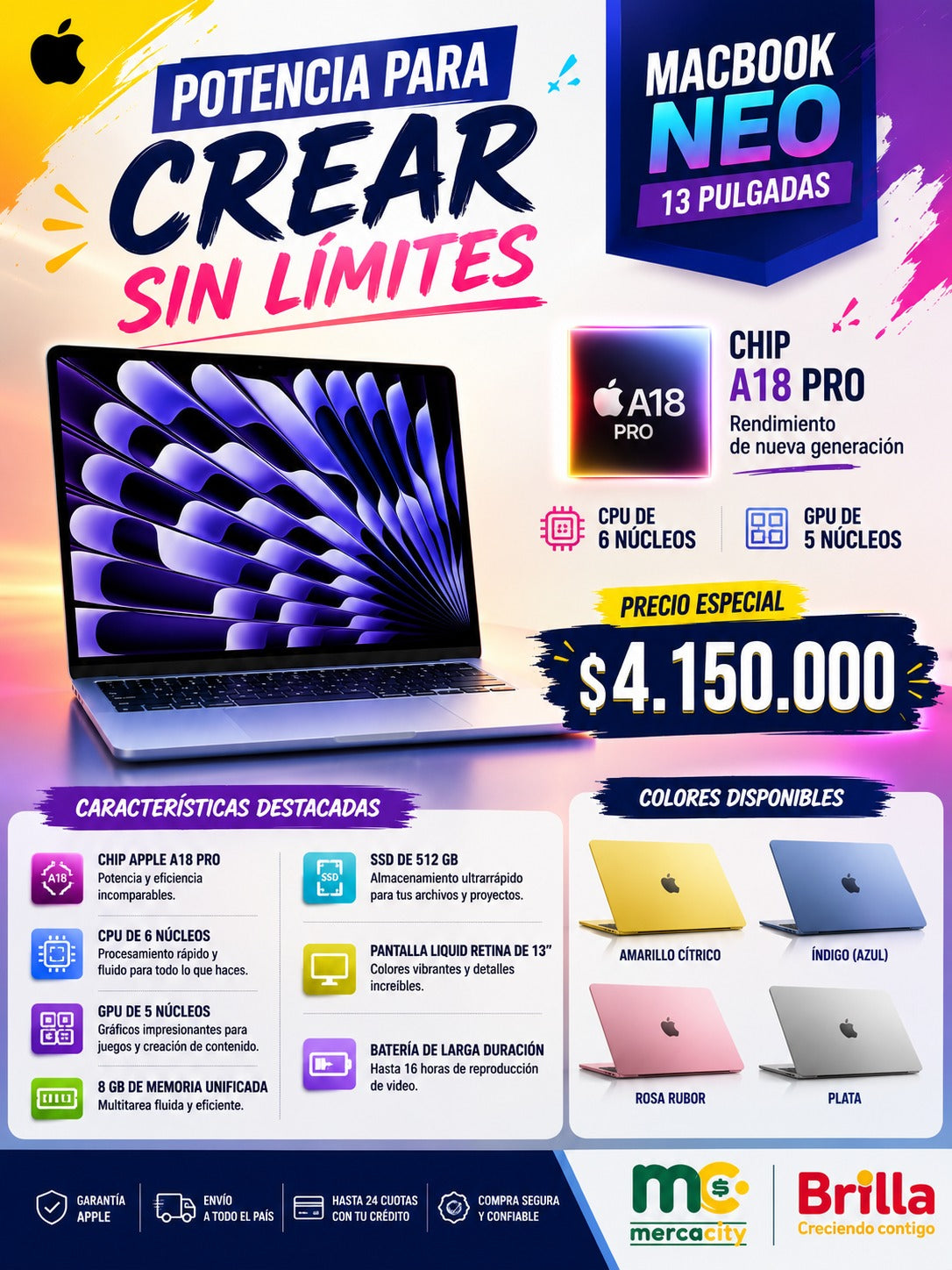 MACBOOK NEO 13 PULGADAS A18PRO