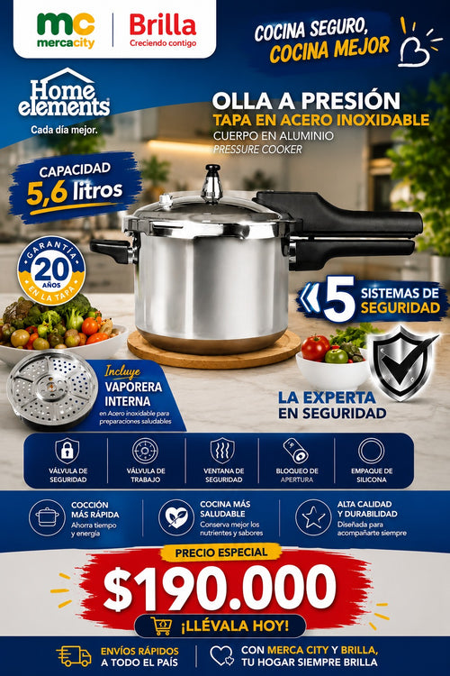 OLLA A PRESION HOME ELEMENTS 5.6 LITROS