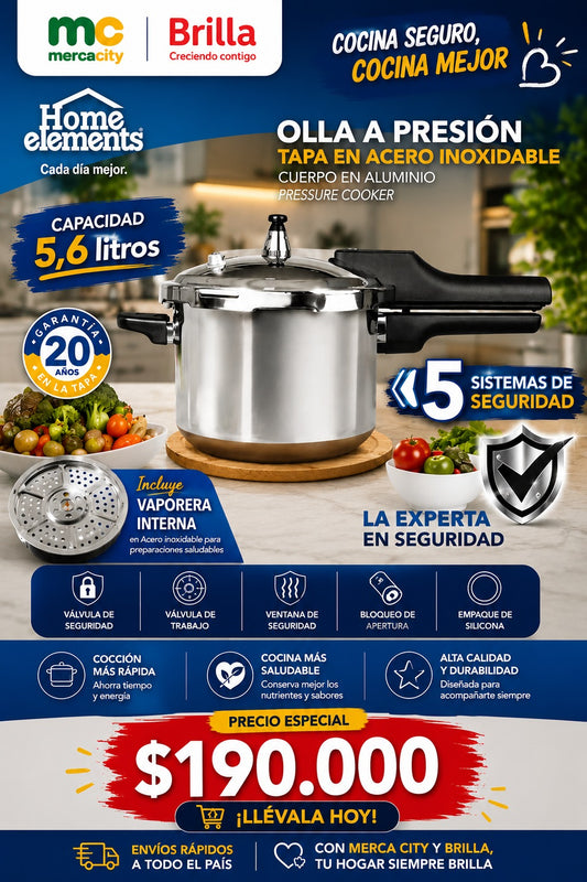 OLLA A PRESION HOME ELEMENTS 5.6 LITROS