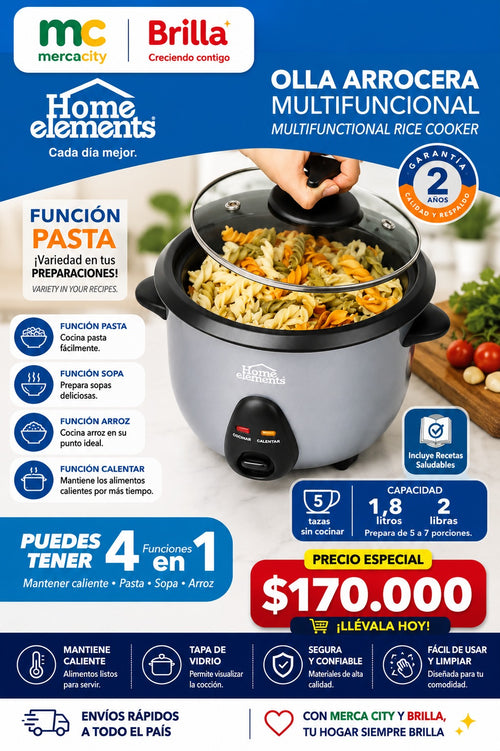 OLLA ARROCERA MULTIFUNCIONAL 1.8 LITROS 2 LIBRAS HOME ELEMENTS
