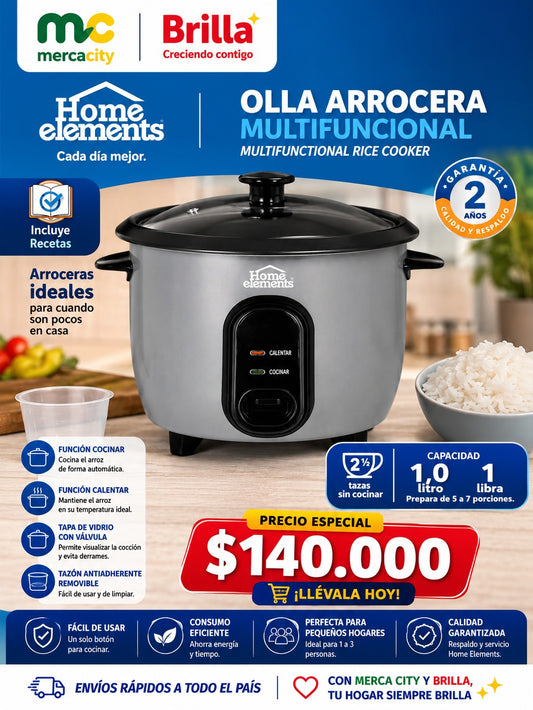 OLLA ARROCERA MULTIFUNCIONAL 1 LITRO 1 LIBRA HOME ELEMENTS