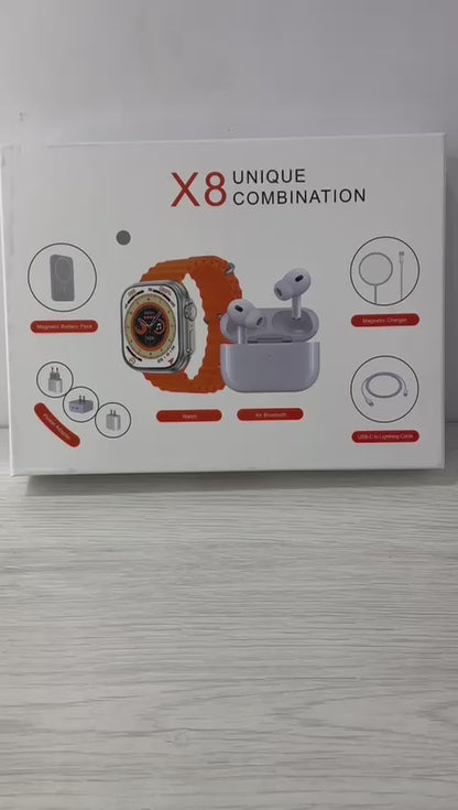 ⌚ Combo Inteligente X8 – Smartwatch Ultra + Power Bank + Accesorios