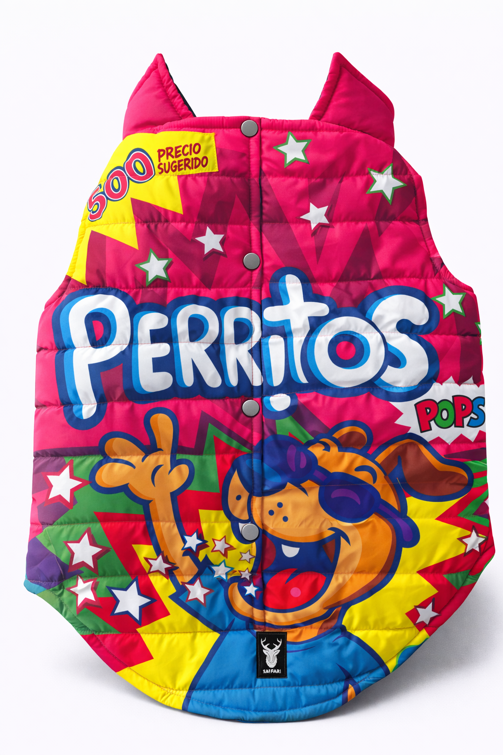 Chaleco Acolchado para Perros Perritos Pops Fucsia Talla s