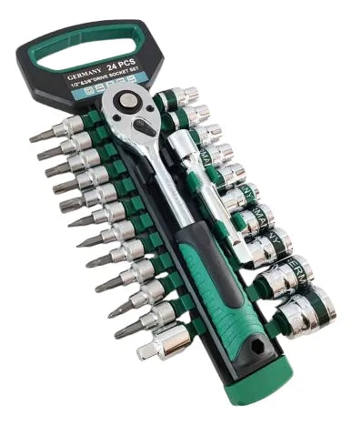 Set de Copas y Rachet Profesional de 24 Piezas | Kit de Herramientas Premium 10mm - 24mm