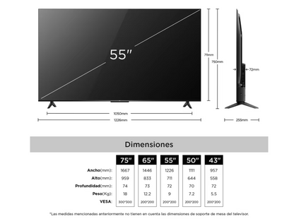 Smart TV TCL 55" 4K UHD - Google TV (V6C Series) | Cine en Casa